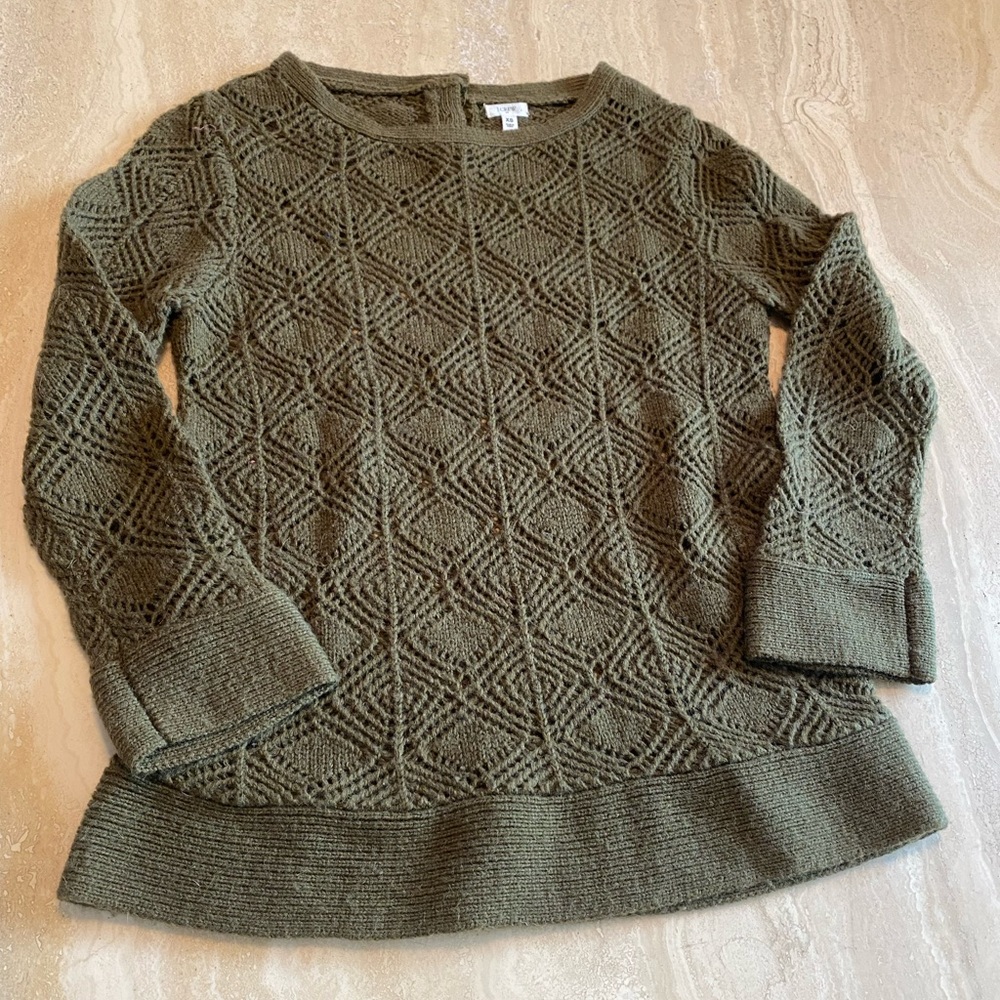 J Crew knit sweater. Forrest green. Size XS.